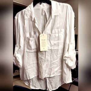 Elan Rayon Button Down Blouse  Size S